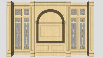 黄色高档客厅电视柜SU模型下载_sketchup草图大师SKP模型