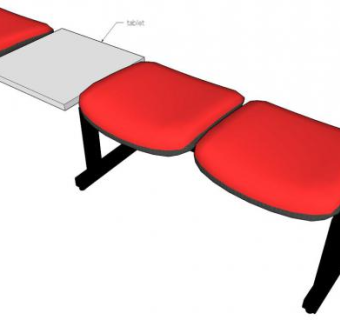 多人座位公用椅SU模型下载_sketchup草图大师SKP模型