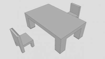 公用基础白色桌椅SU模型下载_sketchup草图大师SKP模型