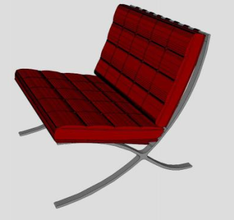 巴塞罗那椅红色椅SU模型下载_sketchup草图大师SKP模型