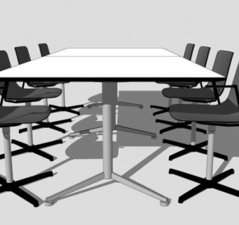 长方形脊柱办公桌椅SU模型下载_sketchup草图大师SKP模型