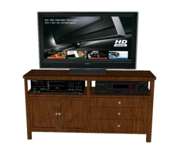 实木带抽屉小型电视柜SU模型下载_sketchup草图大师SKP模型