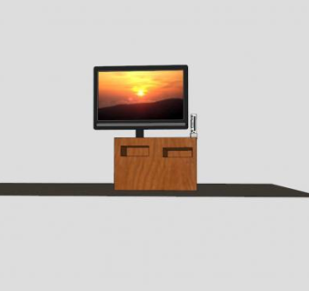 实木电视柜和电视SU模型下载_sketchup草图大师SKP模型