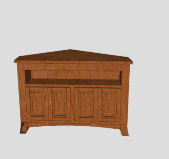 角落里实木电视柜SU模型下载_sketchup草图大师SKP模型