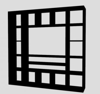 大型客厅黑色电视柜SU模型下载_sketchup草图大师SKP模型