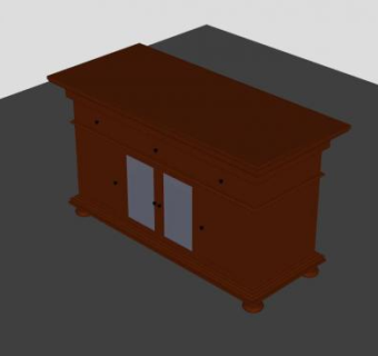 深棕色复古电视柜SU模型下载_sketchup草图大师SKP模型