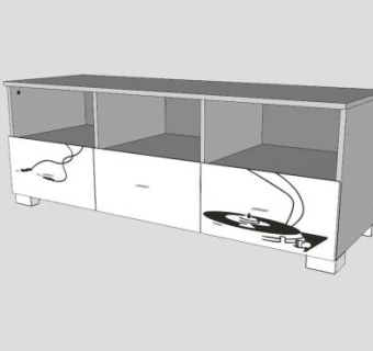 白色欧式小型电视柜SU模型下载_sketchup草图大师SKP模型