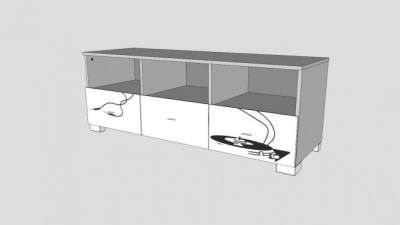 白色欧式小型电视柜SU模型下载_sketchup草图大师SKP模型