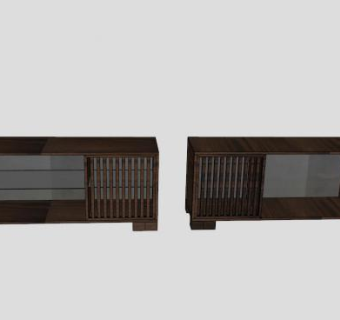 中式棕褐色仿古电视柜SU模型下载_sketchup草图大师SKP模型