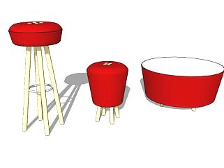 元素红色座椅SU模型下载_sketchup草图大师SKP模型