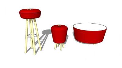 元素红色座椅SU模型下载_sketchup草图大师SKP模型