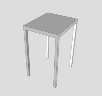 白色T型凳子SU模型下载_sketchup草图大师SKP模型