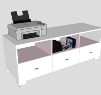 地柜式白色简约电视柜SU模型下载_sketchup草图大师SKP模型