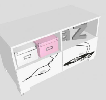 纯白色简约电视柜SU模型下载_sketchup草图大师SKP模型