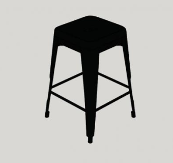 酒吧黑色凳子SU模型下载_sketchup草图大师SKP模型