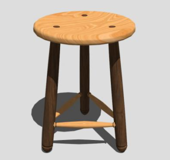 实木圆凳SU模型下载_sketchup草图大师SKP模型