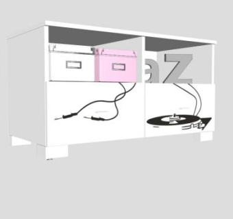 地柜式带抽屉电视柜SU模型下载_sketchup草图大师SKP模型