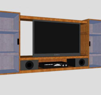 板架式玻璃电视柜SU模型下载_sketchup草图大师SKP模型