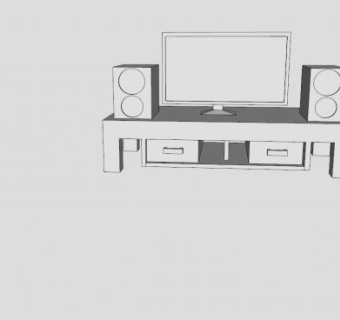 很酷的白色电视柜SU模型下载_sketchup草图大师SKP模型