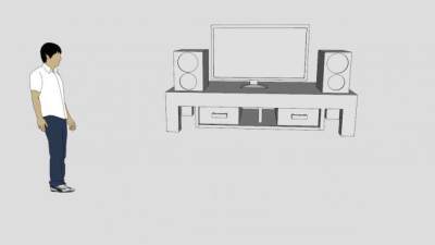 很酷的白色电视柜SU模型下载_sketchup草图大师SKP模型