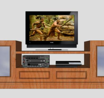 带有玻璃门的电视柜SU模型下载_sketchup草图大师SKP模型