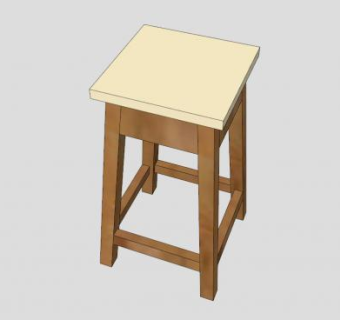 实木凳子方凳SU模型下载_sketchup草图大师SKP模型