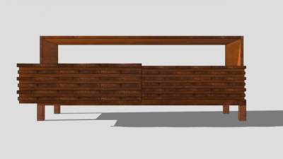 实木地柜式电视柜SU模型下载_sketchup草图大师SKP模型