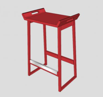 宜家红酒吧凳子SU模型下载_sketchup草图大师SKP模型