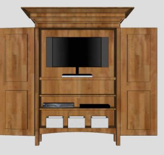 中式地柜式电视柜SU模型下载_sketchup草图大师SKP模型