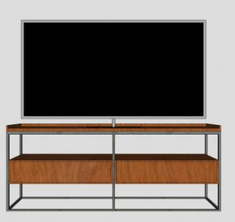 实木双层电视柜SU模型下载_sketchup草图大师SKP模型