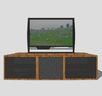 地柜式客厅电视柜SU模型下载_sketchup草图大师SKP模型