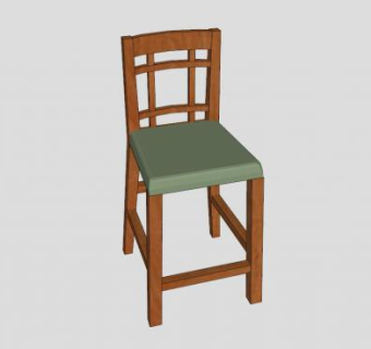 实木单椅座椅SU模型下载_sketchup草图大师SKP模型