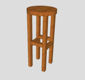 实木高脚酒吧凳子SU模型下载_sketchup草图大师SKP模型