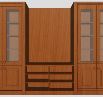 电视柜和书柜组合式SU模型下载_sketchup草图大师SKP模型