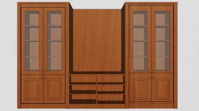 电视柜和书柜组合式SU模型下载_sketchup草图大师SKP模型