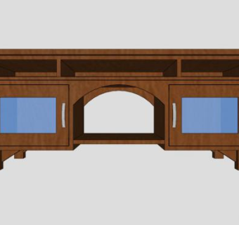实木现代玻璃电视柜SU模型下载_sketchup草图大师SKP模型