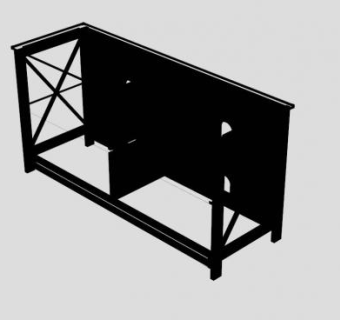 华盛顿黑色电视柜SU模型下载_sketchup草图大师SKP模型