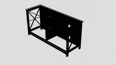 华盛顿黑色电视柜SU模型下载_sketchup草图大师SKP模型