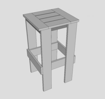 白色甲板凳SU模型下载_sketchup草图大师SKP模型