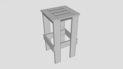 白色甲板凳SU模型下载_sketchup草图大师SKP模型