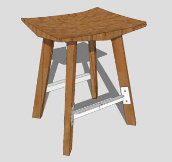 实木早餐凳SU模型下载_sketchup草图大师SKP模型