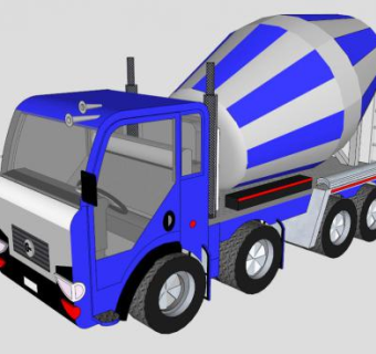 蓝色的混泥土混凝土车SU模型_su模型下载 草图大师模型_SKP模型