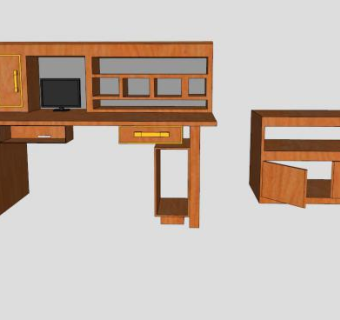 木质组合式电视柜SU模型下载_sketchup草图大师SKP模型