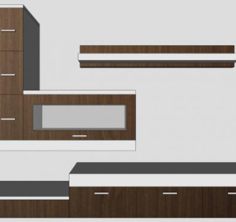 吊柜与地柜组合的电视柜SU模型下载_sketchup草图大师SKP模型