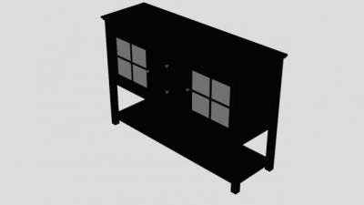 木质落地式黑色电视柜SU模型下载_sketchup草图大师SKP模型