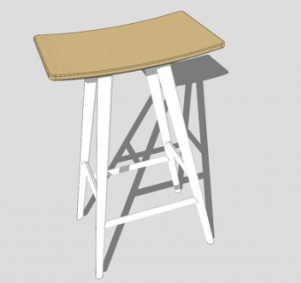 高凳四角方凳白色凳子SU模型下载_sketchup草图大师SKP模型