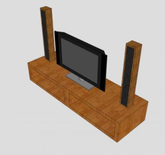 一字型地柜电视柜SU模型下载_sketchup草图大师SKP模型
