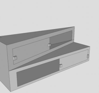 无色独特的现代电视柜SU模型下载_sketchup草图大师SKP模型