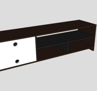 棕色现代地柜式电视柜SU模型下载_sketchup草图大师SKP模型