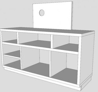 白色搁板电视柜SU模型下载_sketchup草图大师SKP模型
